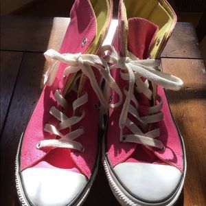 Converse Chuck Taylor pink and yellow high tops!